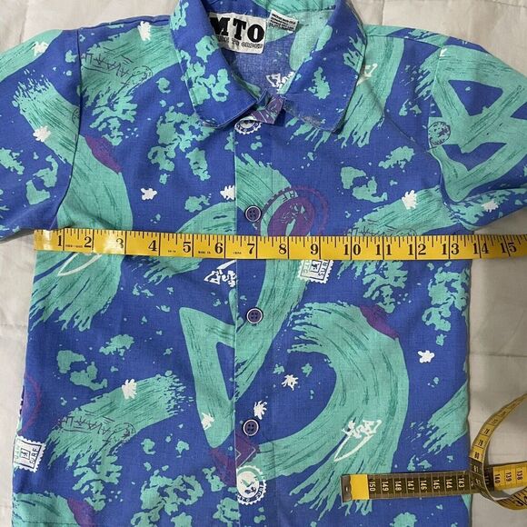 t/o Kids Blue and Green Button Down Shirt - Picture 4 of 8